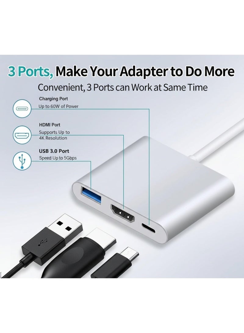 Crystal 3-in-1 USB-C Hub: 4K HDMI, 100W PD Charging & USB 3.0 Adapter for MacBook  iPad Laptop and Android - Image 2